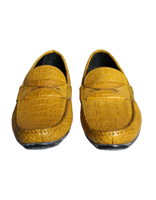 Dolce & Gabbana Caiman Leather Loafers — Yellow in Yellow, image 1 of 1 from italist