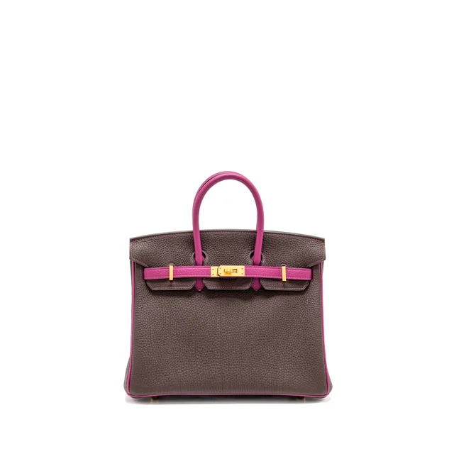 Hermès Birkin 25 Togo Chocolate / Rose Pourpre Brushed GHW Stamp D in Brown Togo leather from EMIER