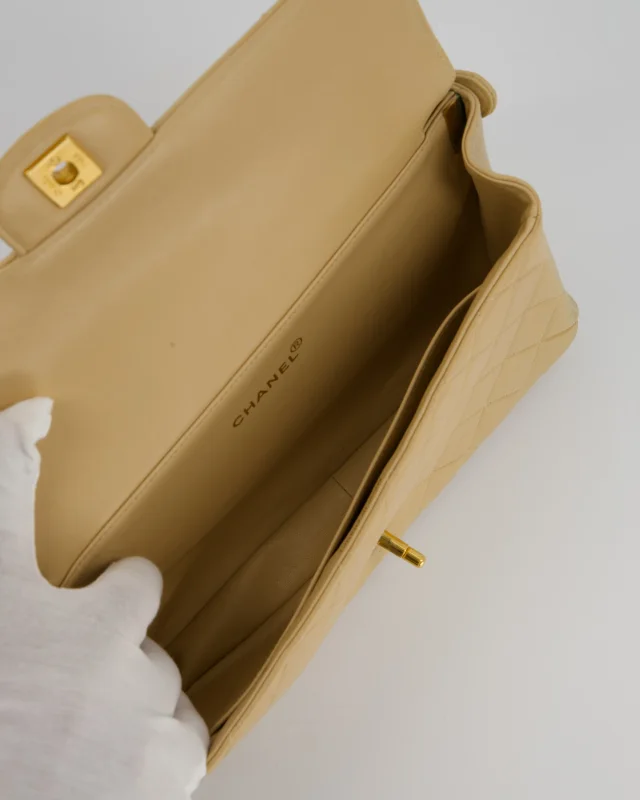 Chanel Vintage Medium Double-Sided Flap Bag in Beige Lambskin from Sellier, photo 18 of 18