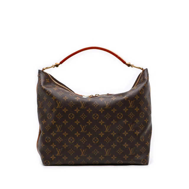Brown Louis Vuitton Monogram Sully MM Hobo Bag in Brown Coated canvas from Designer Revival
