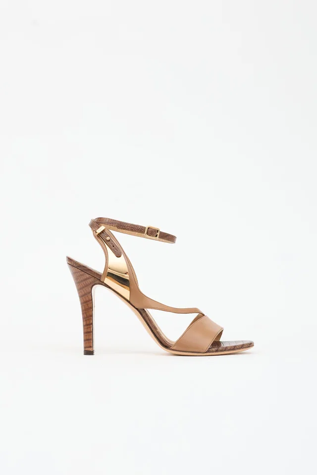 Ferragamo Embossed Leather Sandal in Leather from VSP Consignment