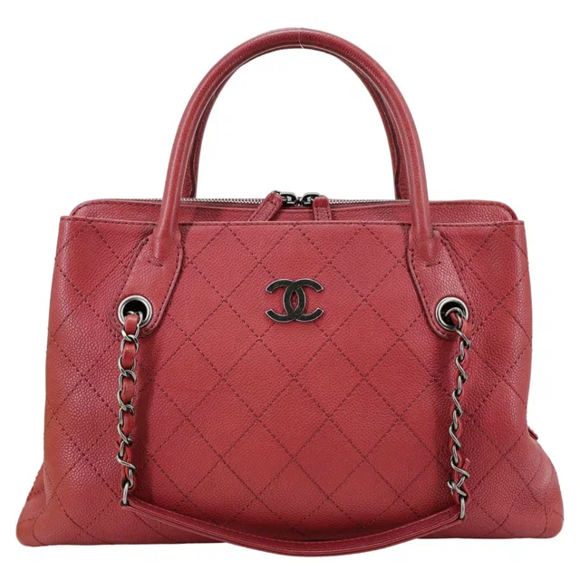 Chanel Urban Small Grained Vegetal Calfskin Leather Shopping Tote Bag Burgundy in Burgundy Calfskin from Dallas Designer Handbags