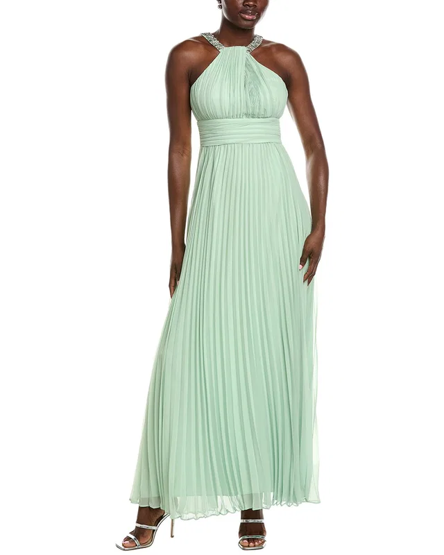 Eliza J Folded Embellished Neck Strap Gown, image 1 of 1 from Gilt