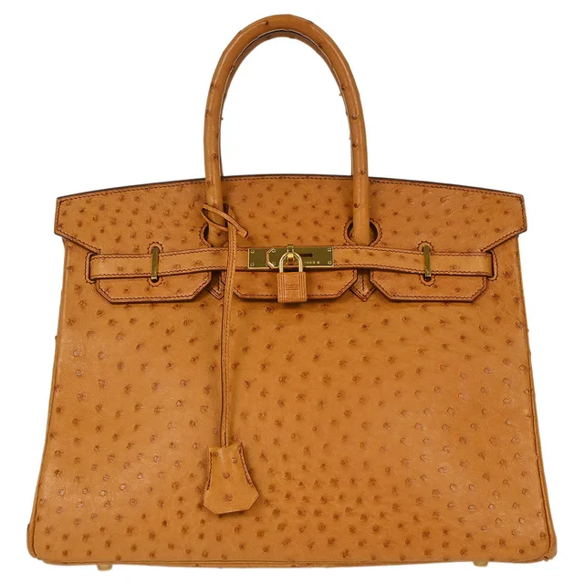 Hermès Chestnut Ostrich Birkin 35 Handbag in Ostrich from AMORE Vintage Tokyo