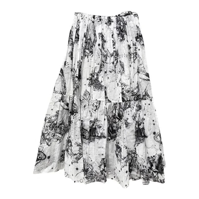 Dior White Toile de Jouy Zodiac Print Skirt - Size 36 in White from Luxury Promise