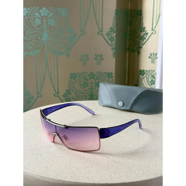 Miu Miu Vintage Shield Sunglasses Y2K Purple Wraparound in multicolor from Grailed