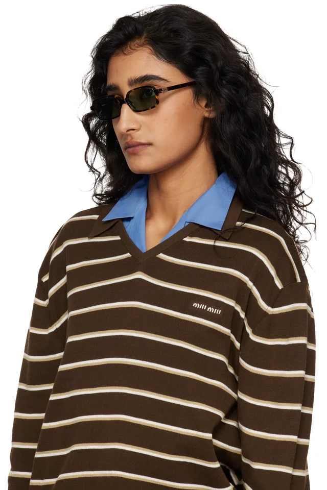Miu Miu Eyewear Brown 'Miu Regard' Sunglasses, photo 4 of 4 from SSENSE