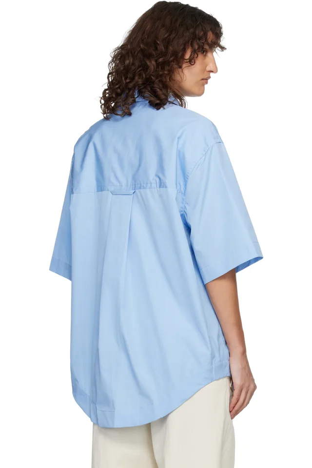 AMI Paris Blue Short Sleeve Wide Shirt, photo 3 of 4 from SSENSE