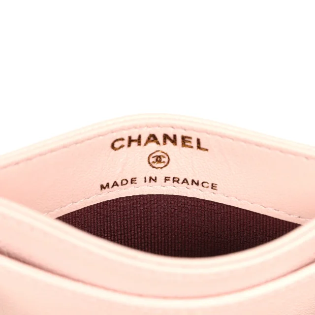 Chanel "Lucky Park" Card Holder Wallet Light Pink Goatskin Gold Hardware in Pink Goatskin from Madison Avenue Couture, photo 7 of 8