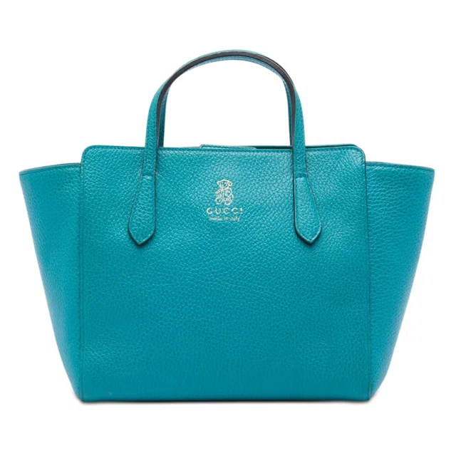Blue Gucci Mini Calfskin Swing Handbag in Blue Calfskin from Designer Revival