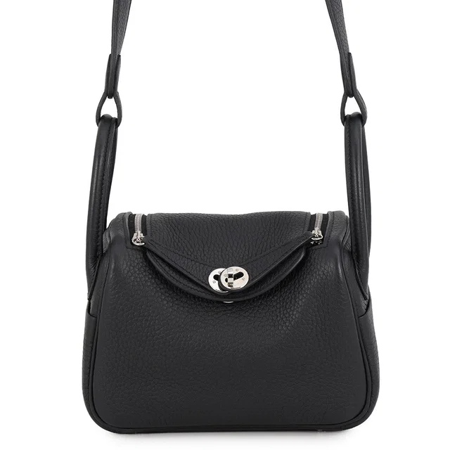 Hermès Lindy Black Taurillon Clemence Size Mini in Black Clemence leather from GALLERY RARE