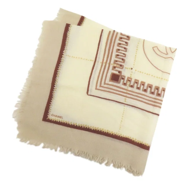 Chanel CC Logo Shawl Wool Yellow Beige in Beige Wool from The Reluxe