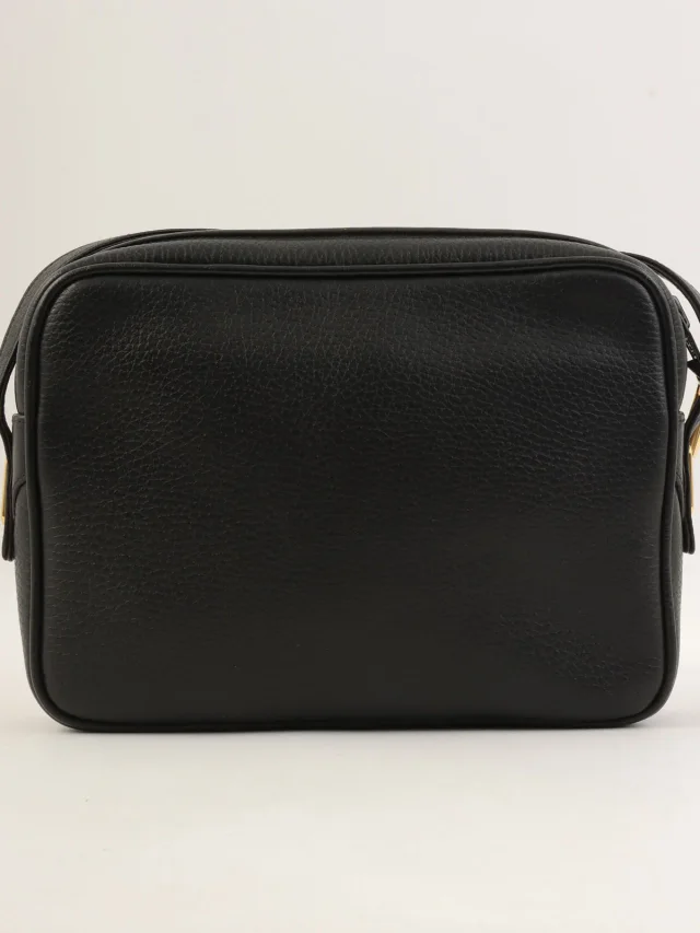 Gucci Square Mini Logo Plate Shoulder Bag Black in Black Leather from VINTAGE QOO TOKYO, photo 2 of 13