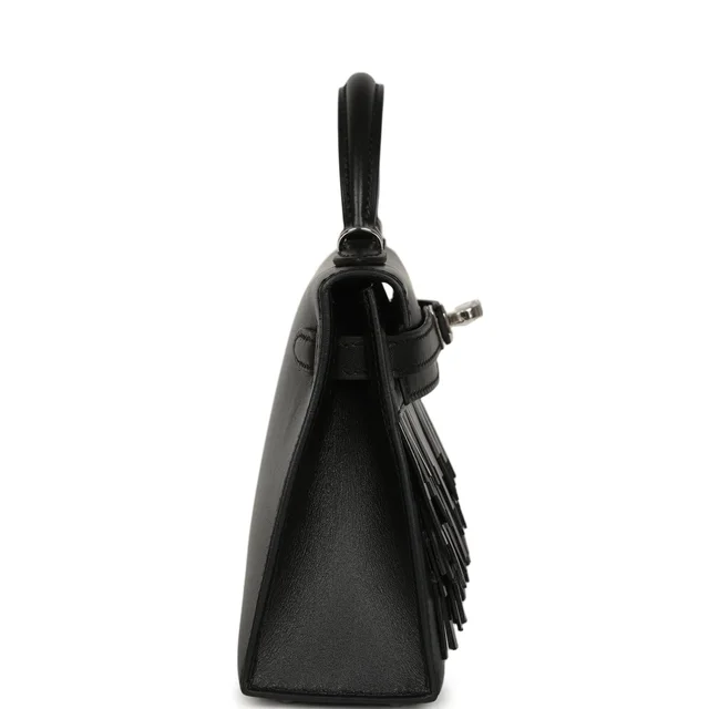 Hermès Kelly Sellier 20 "Pampilles" Black Tadelakt and Sombrero Palladium Hardware in Black Lambskin from Madison Avenue Couture, photo 2 of 2