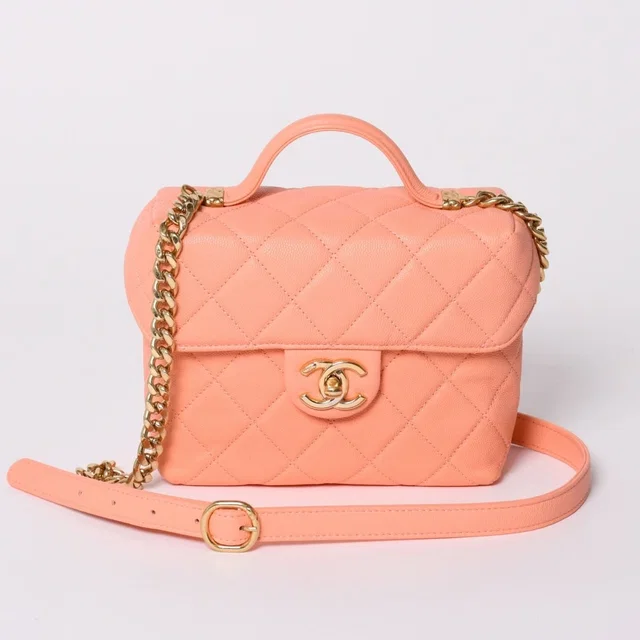 Chanel Vanity Chain Shoulder Bag 2-Way Base CC Logo Caviar Leather Pink in Pink Caviar leather from The Reluxe