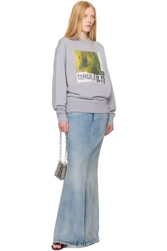Jean Paul Gaultier SSENSE Exclusive Gray Cotton Water Print Sweatshirt, photo 4 of 4 from SSENSE