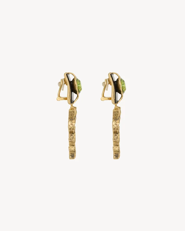 Saint Laurent Cassandre Enamel Drop Earrings, photo 2 of 3 from SENSER