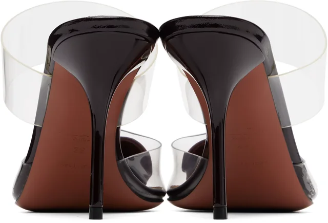 ALAÏA Burgundy 'Le Cœur' Mule Heels, photo 2 of 6 from SSENSE