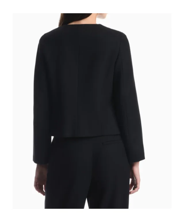 Emporio Armani Blazer in wool blend with metallic studs and rounded collar, photo 4 of 4 from SENSER