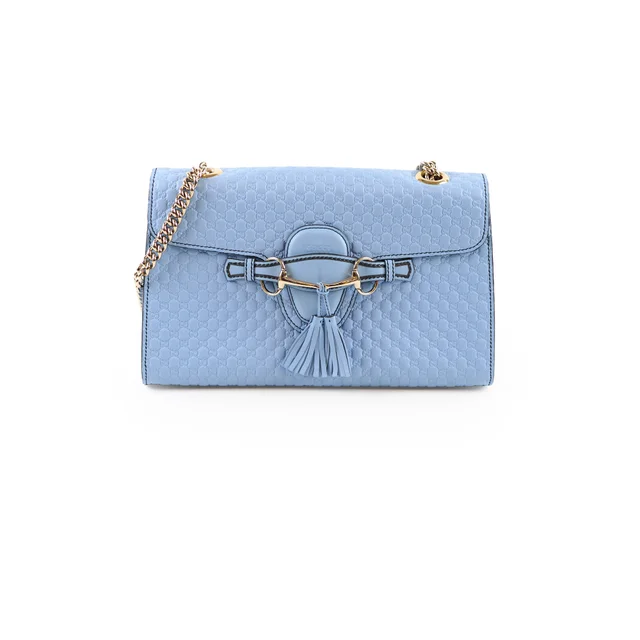 Gucci Emily Chain Shoulder Bag Light Blue in Blue Leather from The Purse Affair