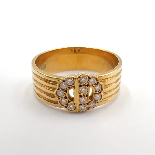 Dior CD Logo Diamond Yellow Gold Clear Ring in Yellow from The Reluxe