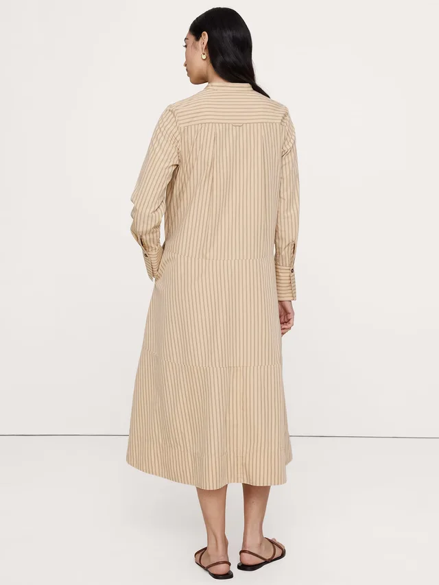 Banana Republic Cotton Trapeze Shirt Dress in Cream White Stripe, photo 2 of 3 from Banana Republic (US)