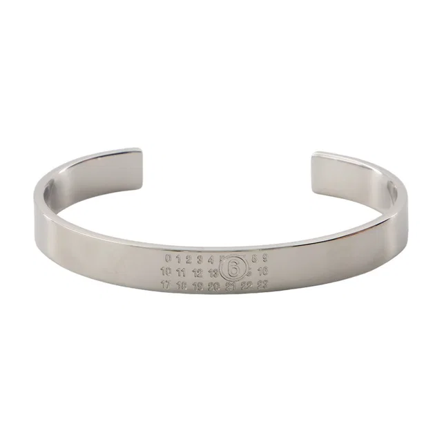 Maison Margiela Engraved Metal Cuff Bracelet — Silver Bracelets in Silver from HEWI