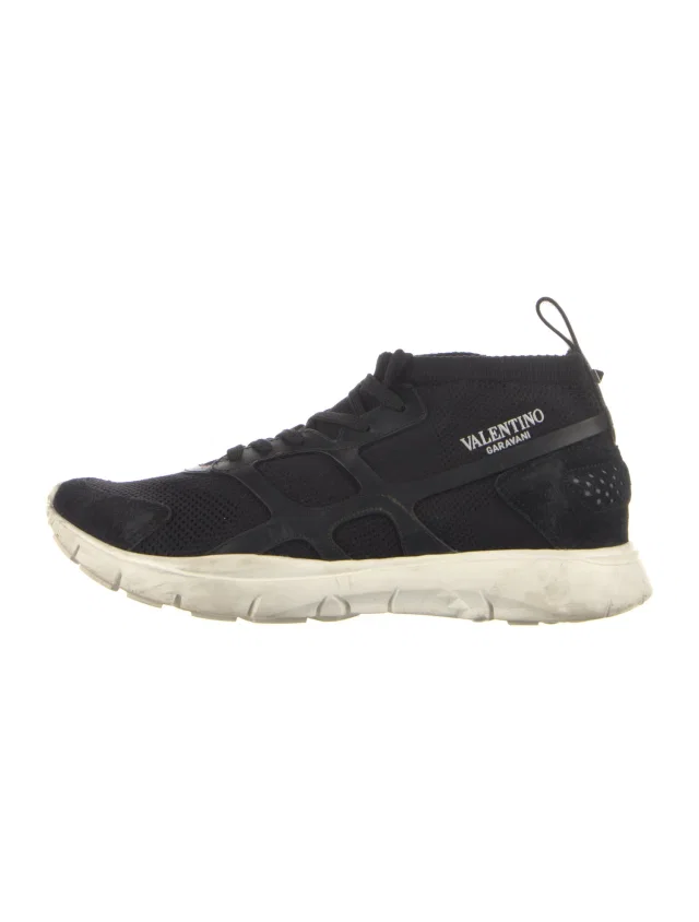 Valentino Garavani Rockstud Accents Mesh Athletic Sneakers in blue from The RealReal
