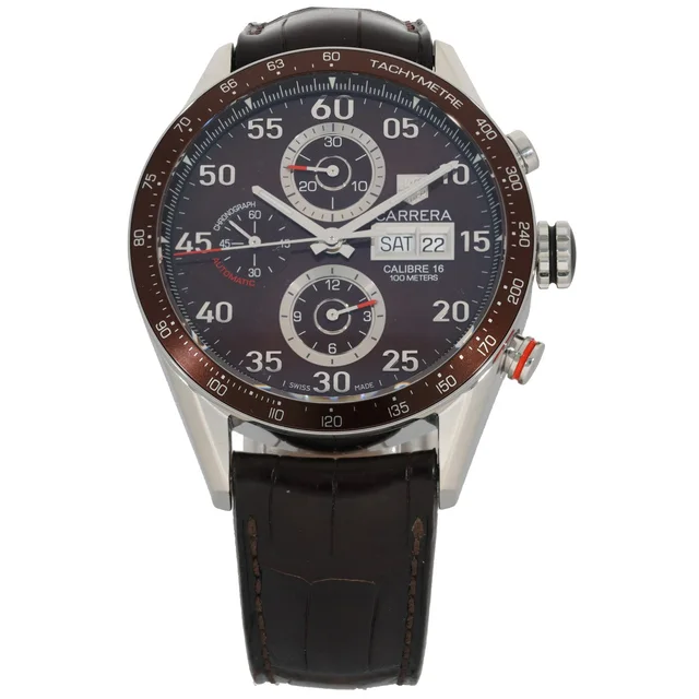TAG Heuer Carrera CV2A12-1 43mm Stainless Steel Watch in Leather from H&T