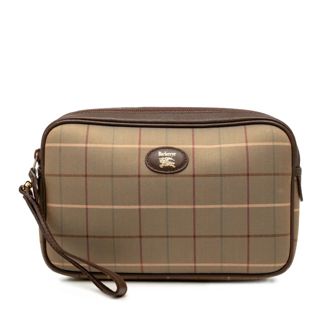 Burberry Vintage Check Canvas Clutch in Brown Canvas from Designer Revival