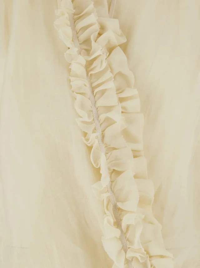 DRIES VAN NOTEN CENVER' Beige Silk Blouse with V-Neck and Long Sleeves in Beige 100% Cotton, photo 5 of 6 from Gaudenzi Boutique