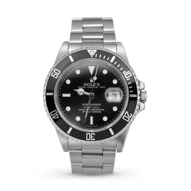 Rolex Submariner Date Automatic Chronometer Black Dial Mens Watch 16610 BKSO in silver|gray|black from Jomashop.com