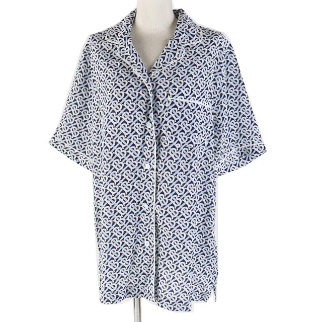 Burberry Silk Logo Button Monogram Pajama Shirt in Silk from LuxUness