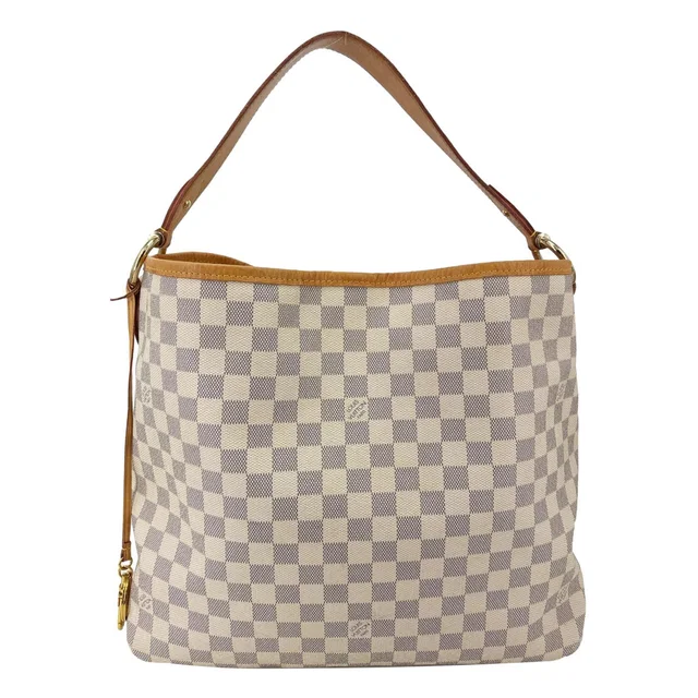 Louis Vuitton Delightful Damier Azur Hobo Shoulder Bag White in White Canvas from Dallas Designer Handbags