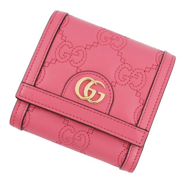 Gucci GGMatelasse Compact Wallet Pink723799 Leather in Leather from GALLERY RARE
