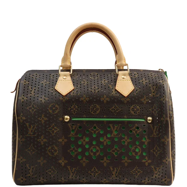 Louis Vuitton 2006 Canvas Monogram Perfo Speedy 30 Brown/Vert in Brown Canvas from VINTAGE QOO TOKYO