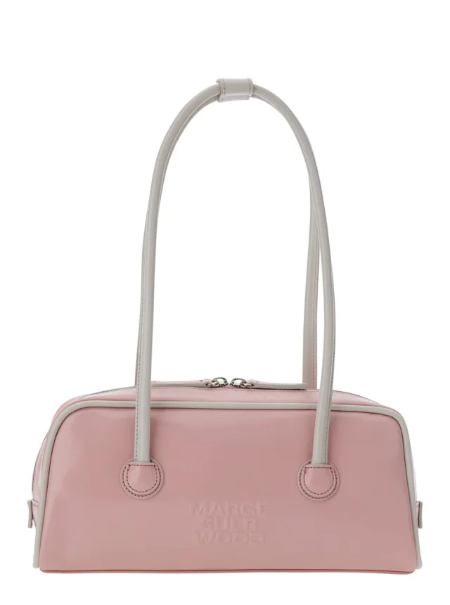 Margesherwood 'Baguette' Pink Shoulder Bag with Logo Lettering on the Front in Leather for Women in Pink 100% Cow Leather from Gaudenzi Boutique, photo 1 of 1