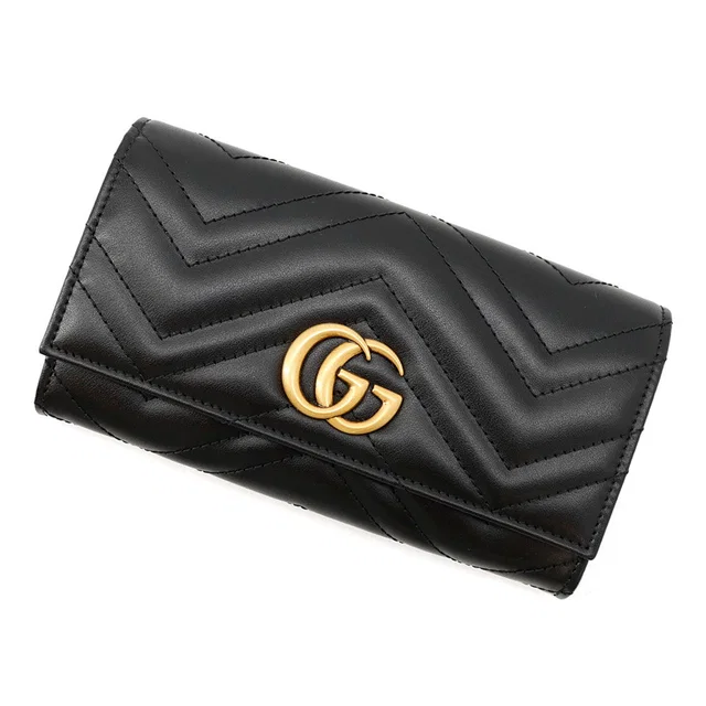 Gucci GG Marmont continental wallet Black443436 Leather in Leather from GALLERY RARE