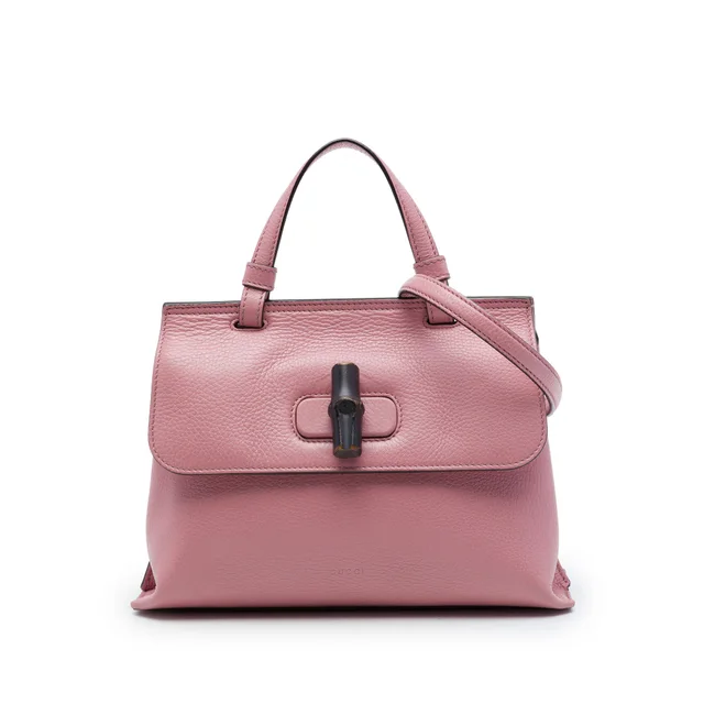 Pink Gucci Small Calfskin Bamboo Daily Satchel in Pink Calfskin from Designer Revival, photo 1 of 1