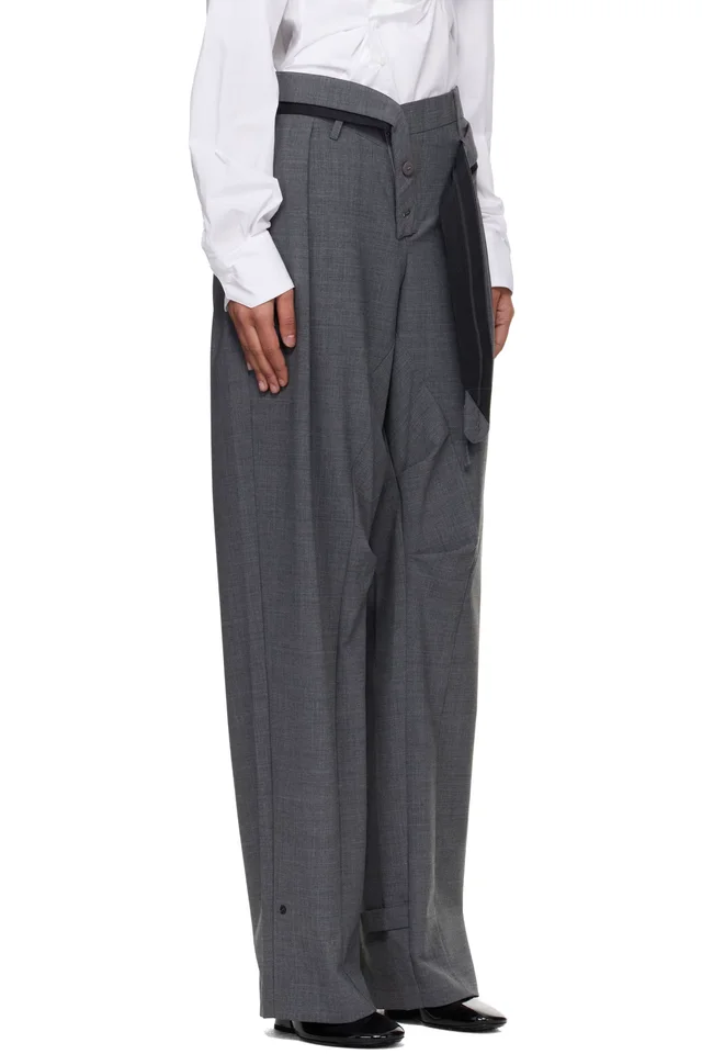 Ottolinger Gray Strapped Baggy Suit Trousers, photo 2 of 4 from SSENSE