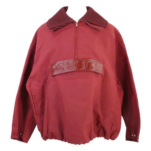 Gucci Embossed Gabardine Half Zip Bomber Jacket 38 in Leather from The Reluxe