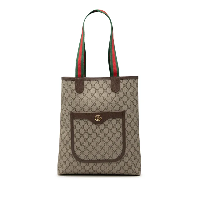 Beige Gucci GG Supreme Web Ophidia Tote in Beige Coated canvas from Designer Revival, photo 1 of 1