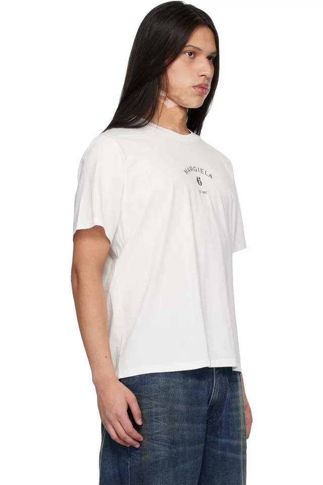 MM6 Maison Margiela White Logo T-shirt, photo 2 of 4 from SSENSE