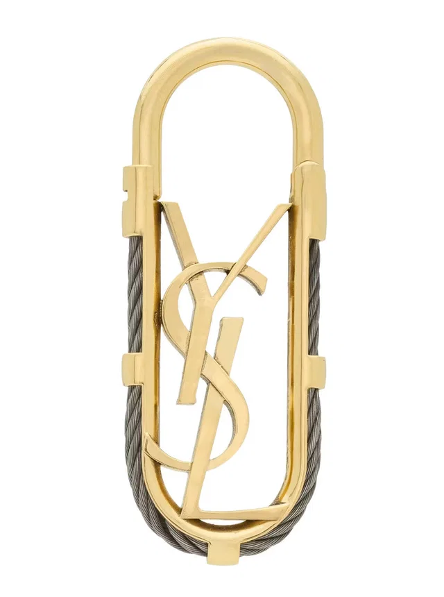 Saint Laurent Logo Gold Metal Belt Buckle in Gold from HEWI