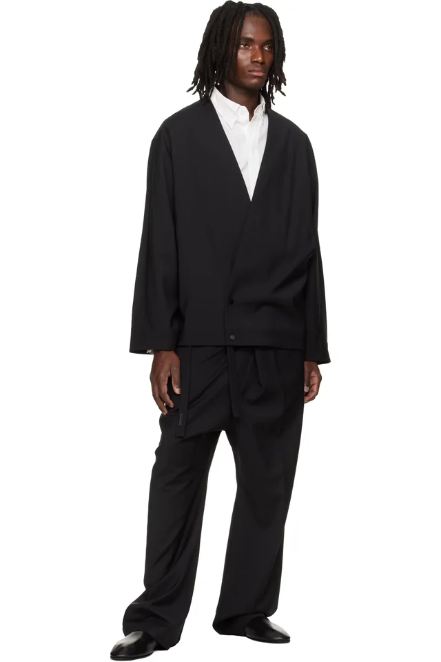 Fear of God Black Easy Care Wool Wrap Trousers, photo 4 of 4 from SSENSE