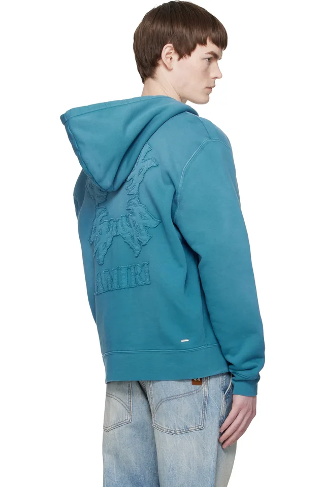 AMIRI Blue MA Quad Zip Hoodie, photo 3 of 4 from SSENSE