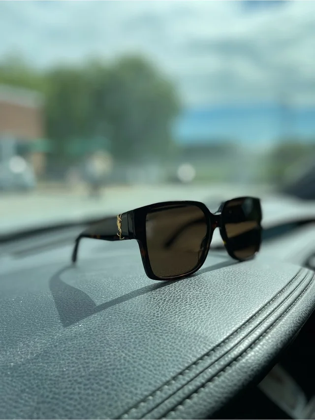 Saint Laurent Tortoise Frame Sunglasses With Gold Accents in brown|red from Poshmark, photo 3 of 5