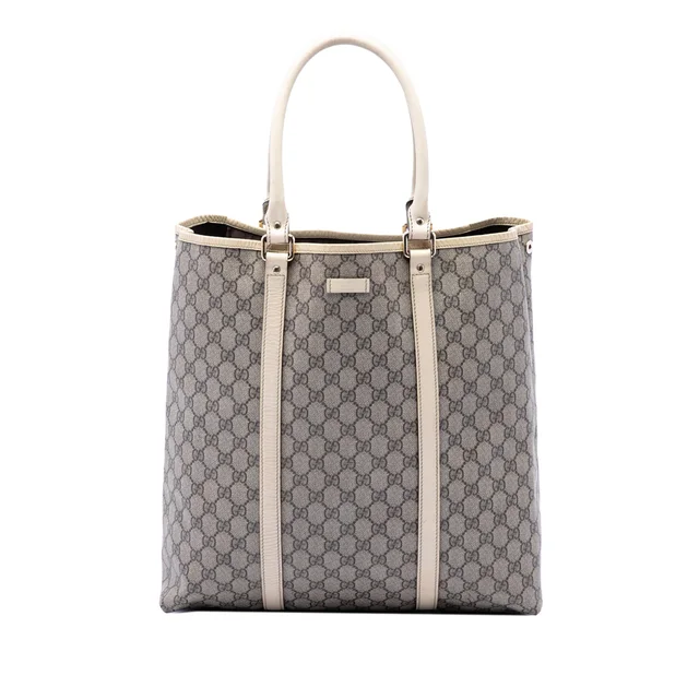 Beige Gucci GG Supreme Joy Vertical Tote in Beige Coated canvas from Designer Revival