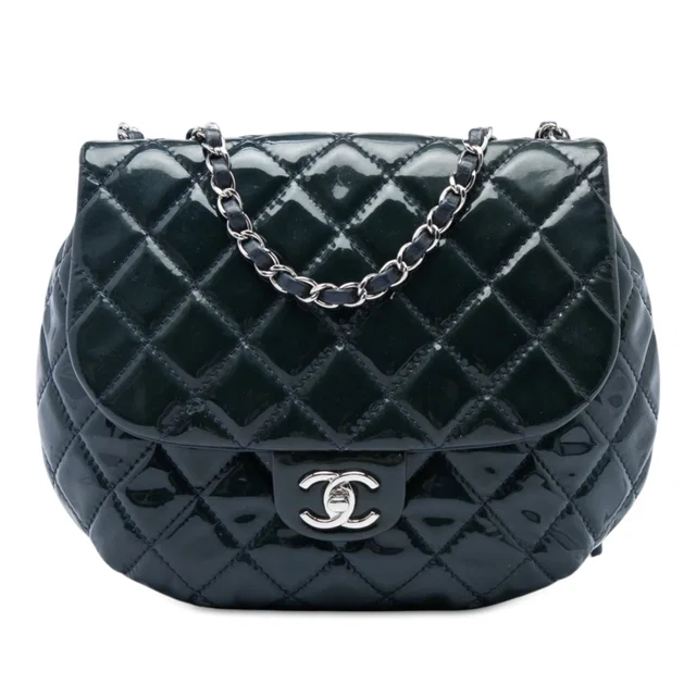 Green Chanel Medium Quilted Patent Bubble CC Flap Crossbody Bag in Green Patent leather from Designer Revival