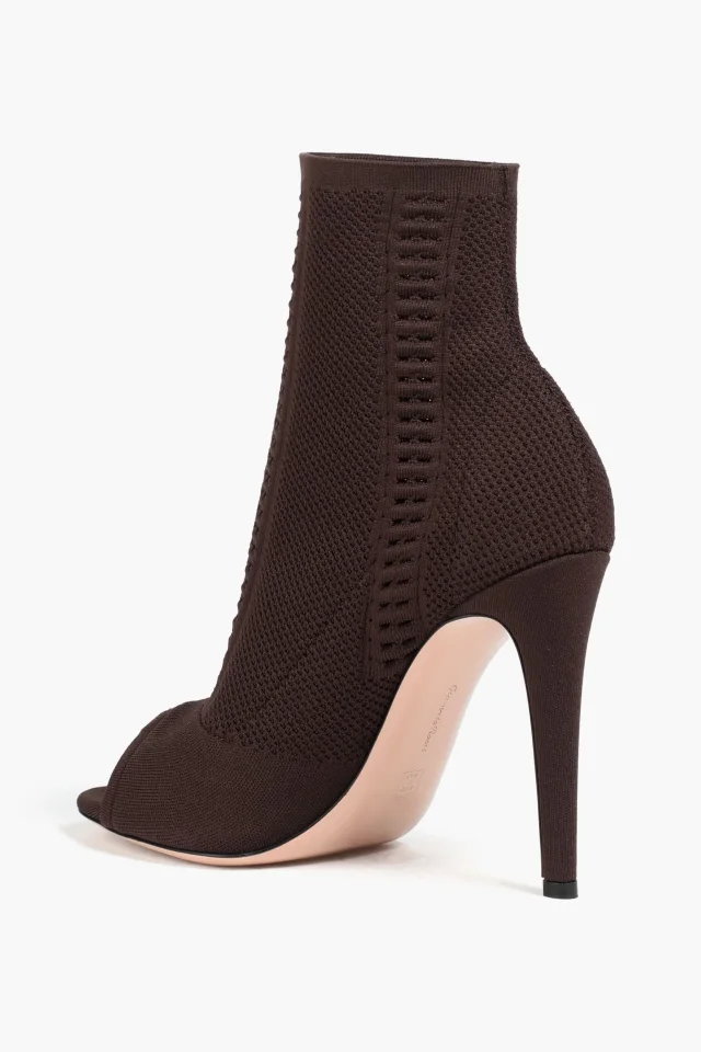 Gianvito Rossi Vires Stretch-Knit Sock Boots in Chocolate, photo 3 of 4 from THE OUTNET